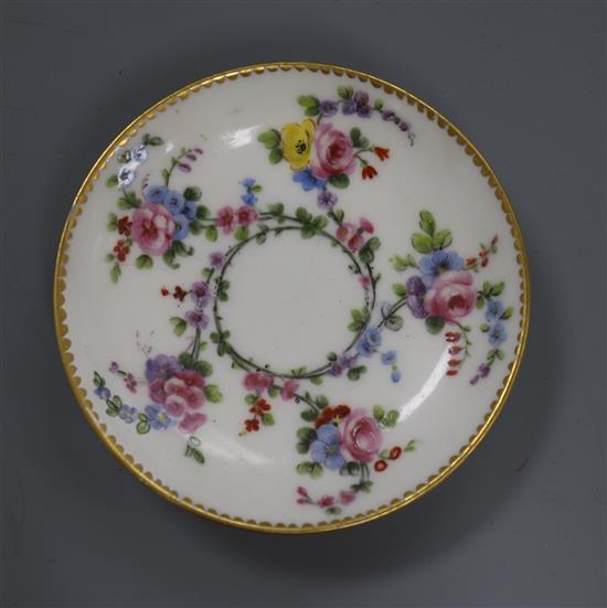 A miniature Sevres saucer, dated 1773 diameter 8cm